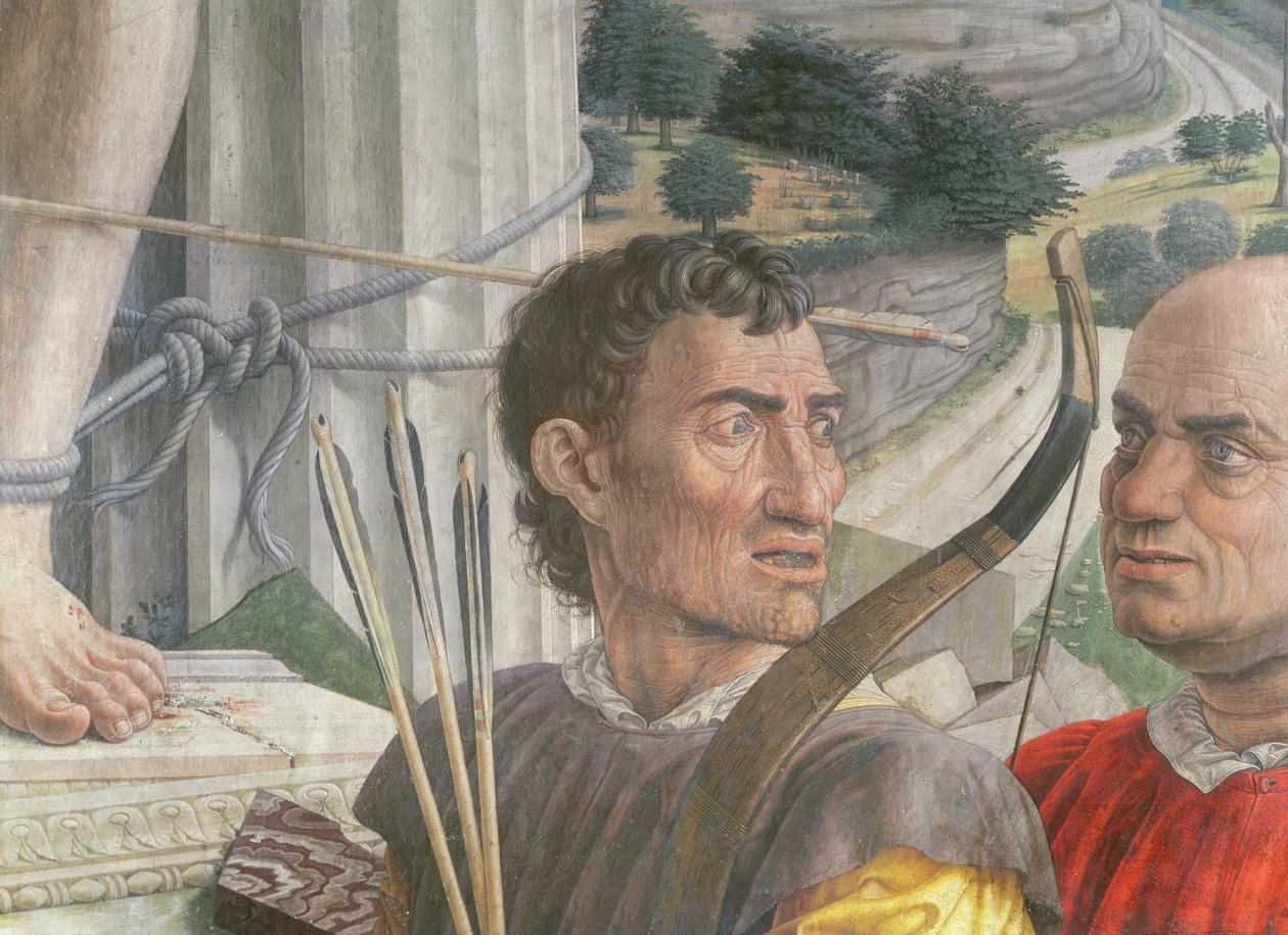 Aziz Sebastian, askerlerin tuval üzerine yağlı boya 1480 detayı by Andrea Mantegna