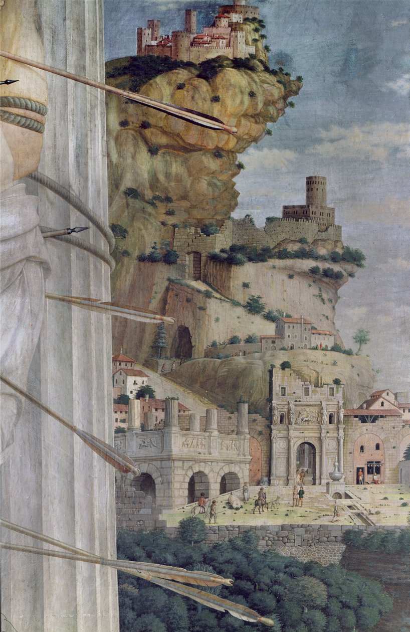 Aziz Sebastian, manzara detayı, 1481 by Andrea Mantegna