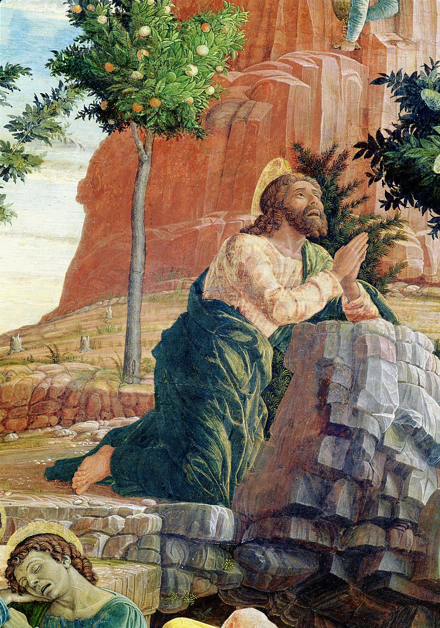 The Agony in the Garden, left hand predella panel from the Altarpiece of St. Zeno of Verona, 1456-60  (detail of 214241) by Andrea Mantegna