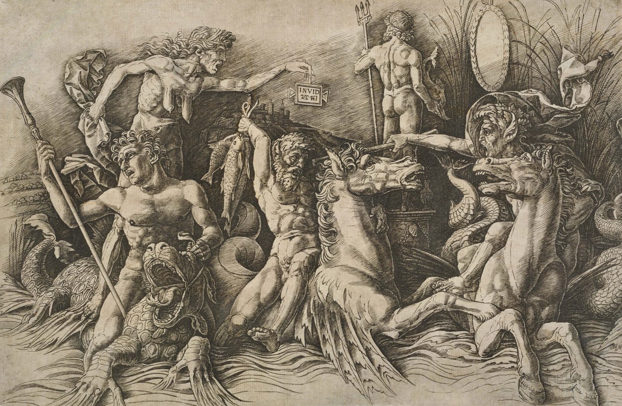 Deniz Tanrıları Savaşı (Sol Yarı) by Andrea Mantegna