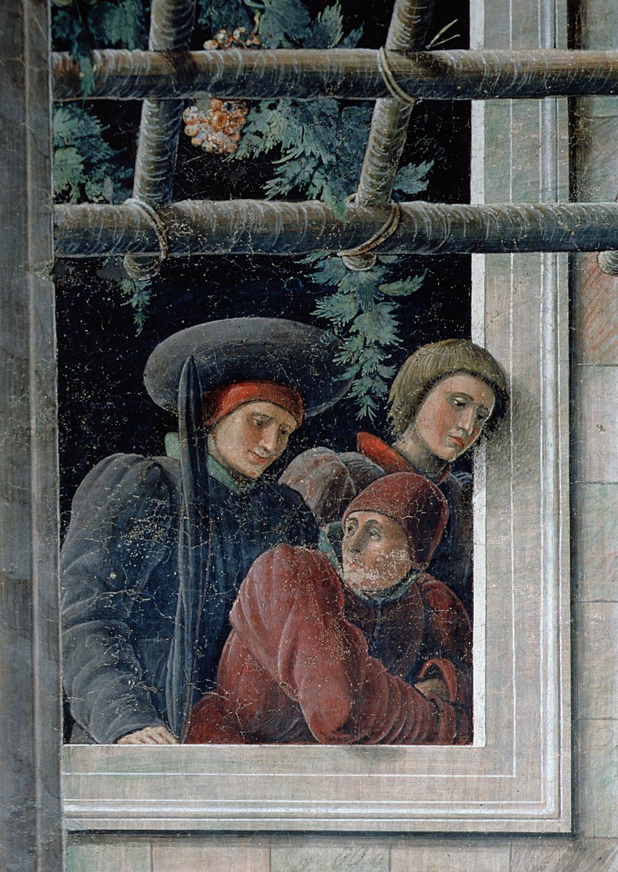 Aziz Christopher Şehitliği, seyirci detayı, c.1450-56 (257173 detayı) by Andrea Mantegna