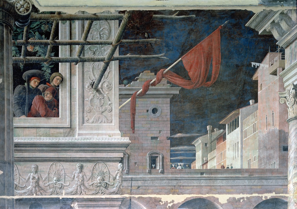Aziz Christopher Şehitliği, binaların detayı, c.1450-56 by Andrea Mantegna