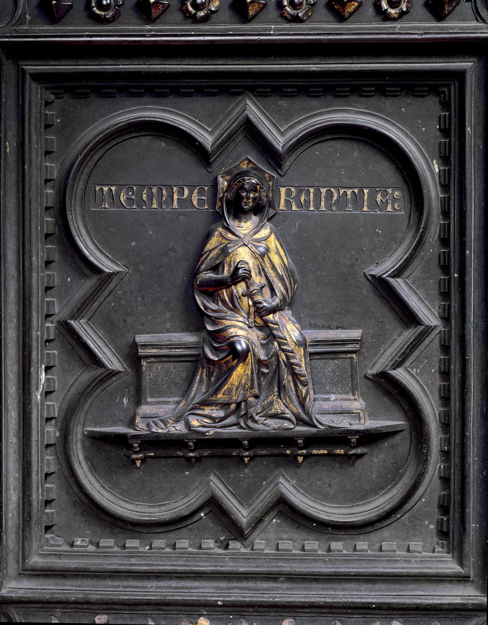 Temperance, San Giovanni Vaftizhanesinin Güney Kapılarının F paneli, 1336 (bronz) by Andrea Pisano