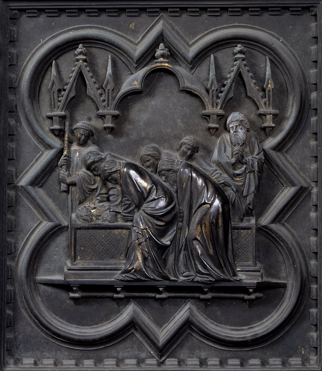 Vaftizci Yahya'nın Mezarı, San Giovanni Vaftizhanesinin Güney Kapılarının yirminci paneli, 1336 (bronz) by Andrea Pisano