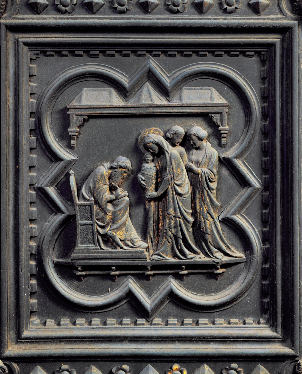 Zekeriya Çocuğun Adını Yazıyor, San Giovanni Vaftizhanesinin Güney Kapılarının beşinci paneli, 1336 (bronz) by Andrea Pisano