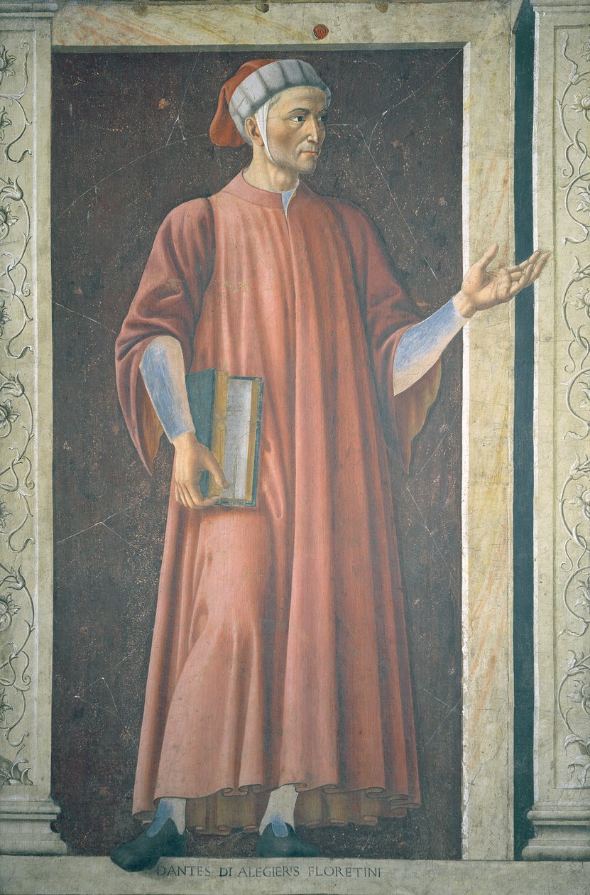 Ünlü erkek ve kadınlardan oluşan Villa Carducci serisinden Dante Alighieri (1265-1321), c.1450 (ayrıntılar için bkz. 28493) by Andrea del Castagno