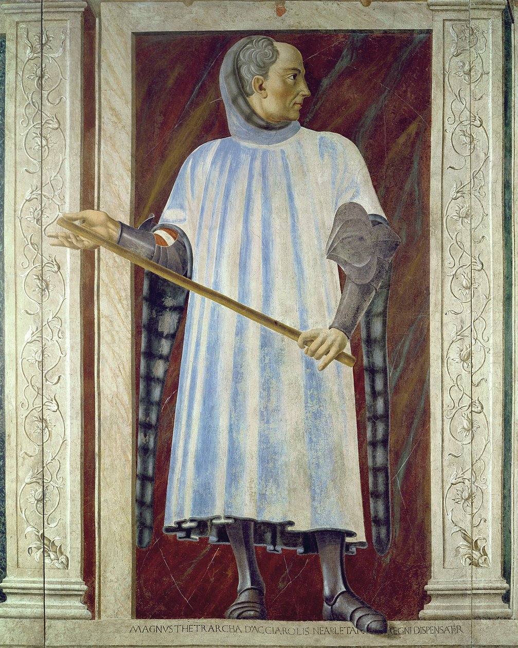 Ünlü erkek ve kadınlardan oluşan Villa Carducci serisinden Niccolo Acciauoli (1310-65), c.1450 (tuval üzerine yerleştirilmiş fresk) (ayrıntılar için bkz. 28494) by Andrea del Castagno