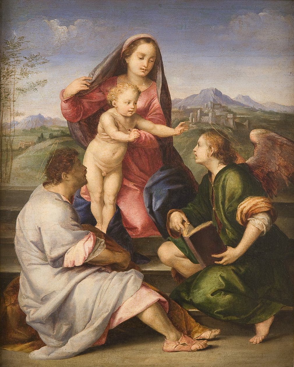 Çocuk, aziz ve melek ile Madonna by Andrea del Sarto
