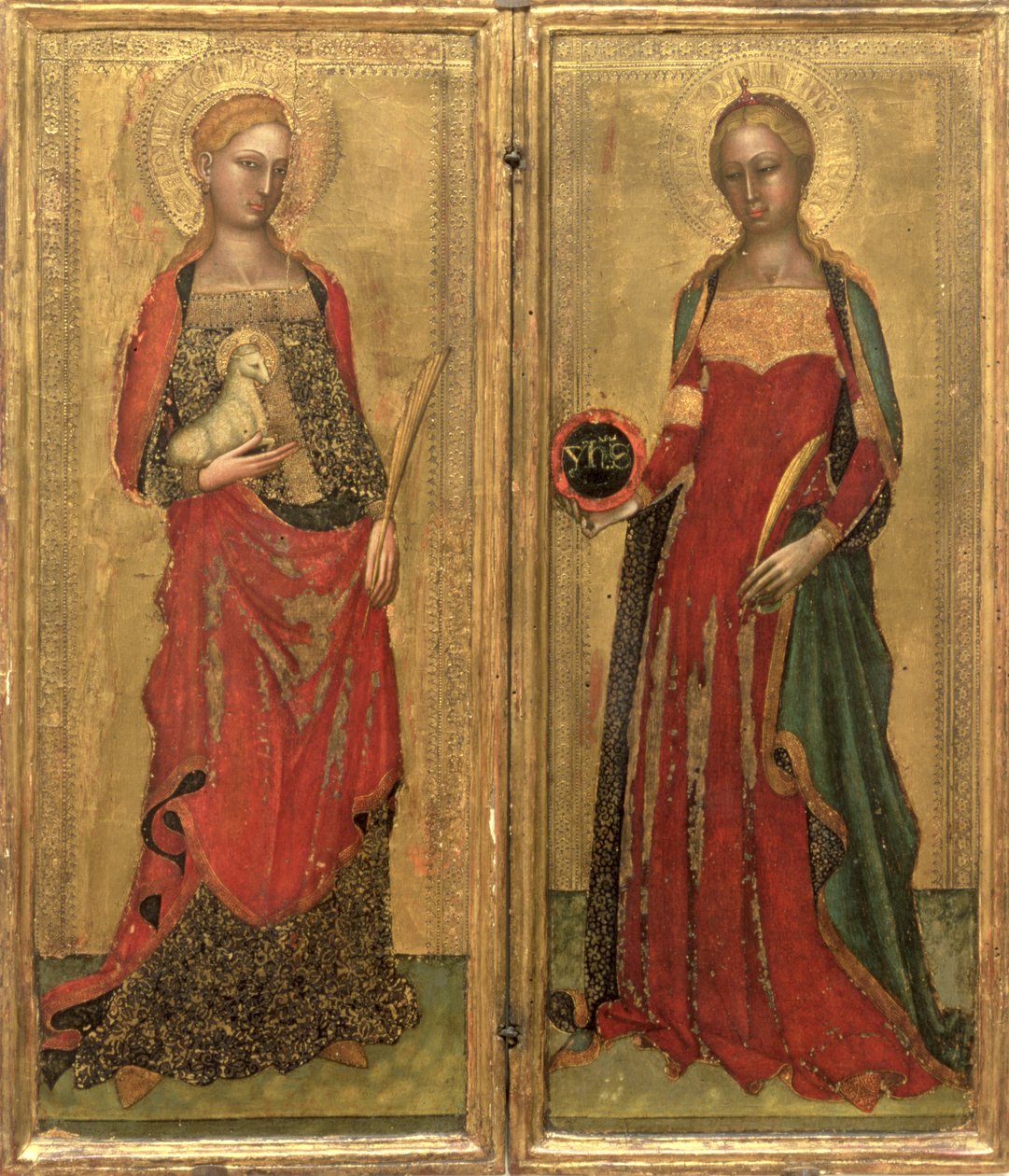 St. Agnes ve St. Domitilla (panelde tempera) by Andrea di Bonaiuto