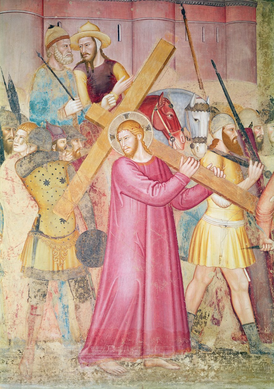 Calvary Yolu, haçı taşıyan İsa detayı, c.1365 (130096 detayı) by Andrea di Bonaiuto