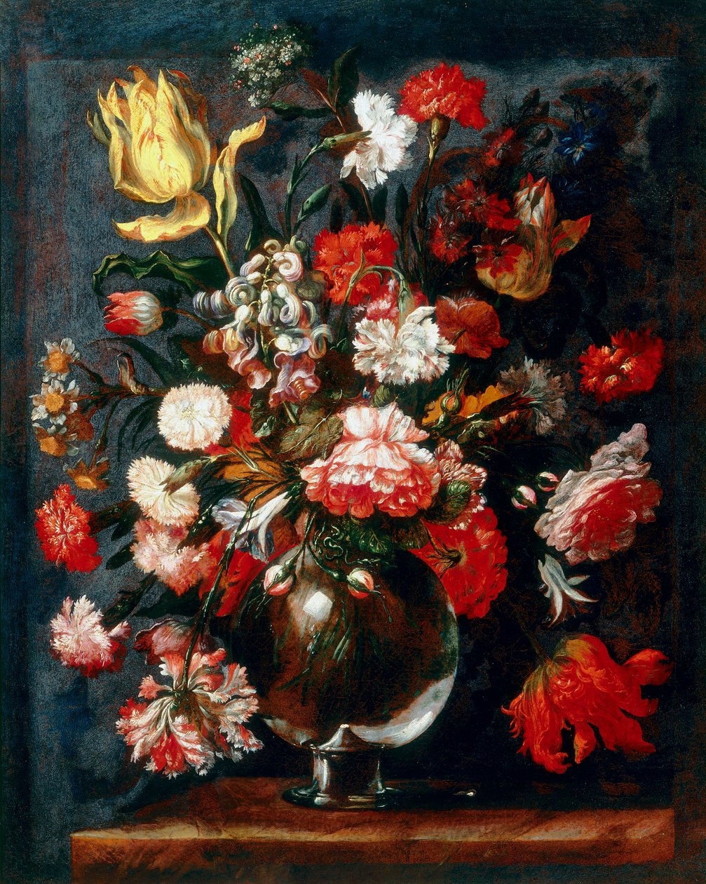 Bir demet karanfil ile cam vazo by Andrea the Elder Scacciati
