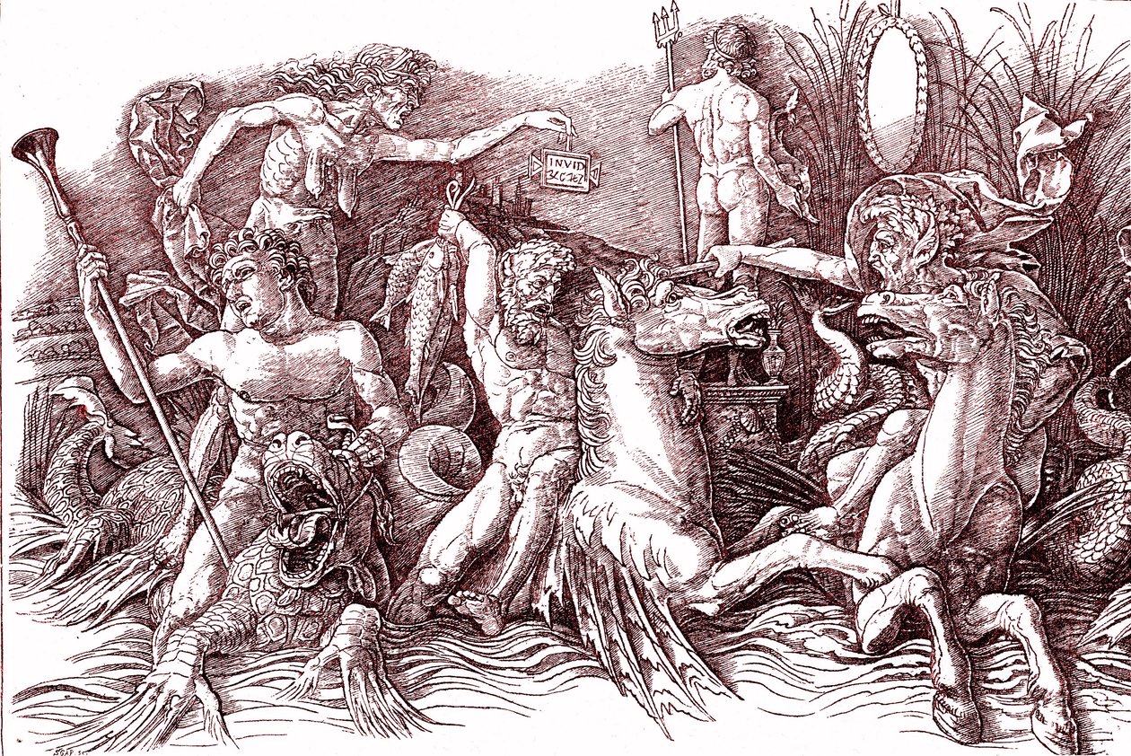 Andrea MANTEGNA'dan (1431-1506) sonra Deniz Tanrıları Savaşı. by Andrea (after) Mantegna