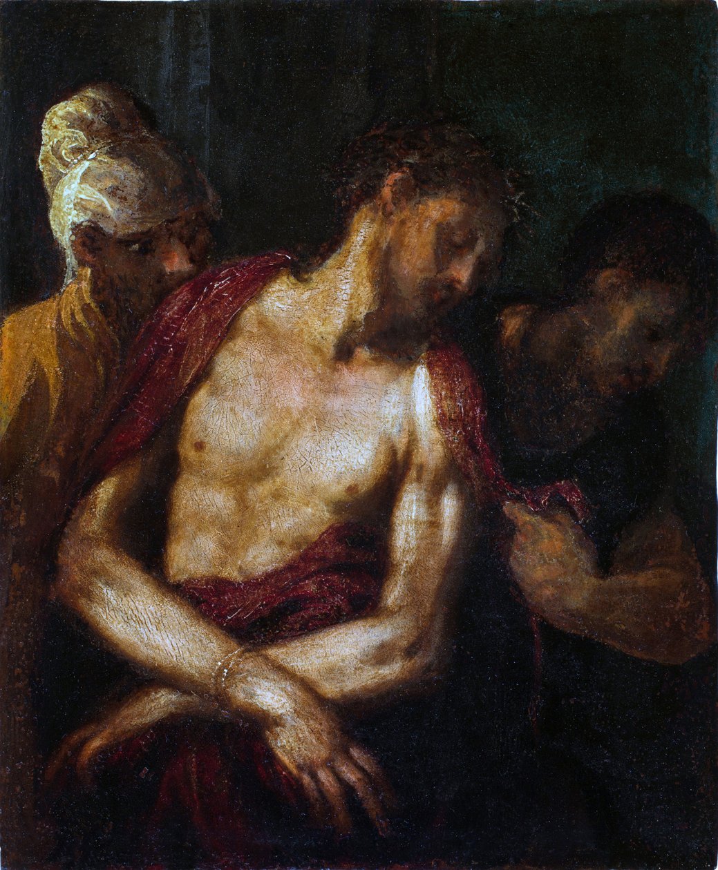 Ecce Homo par Schiavone, Andrea (yaklaşık 1520-1582). Ahşap üzerine yağlı boya, ebat : 34,9x31,4 by Andrea Schiavone