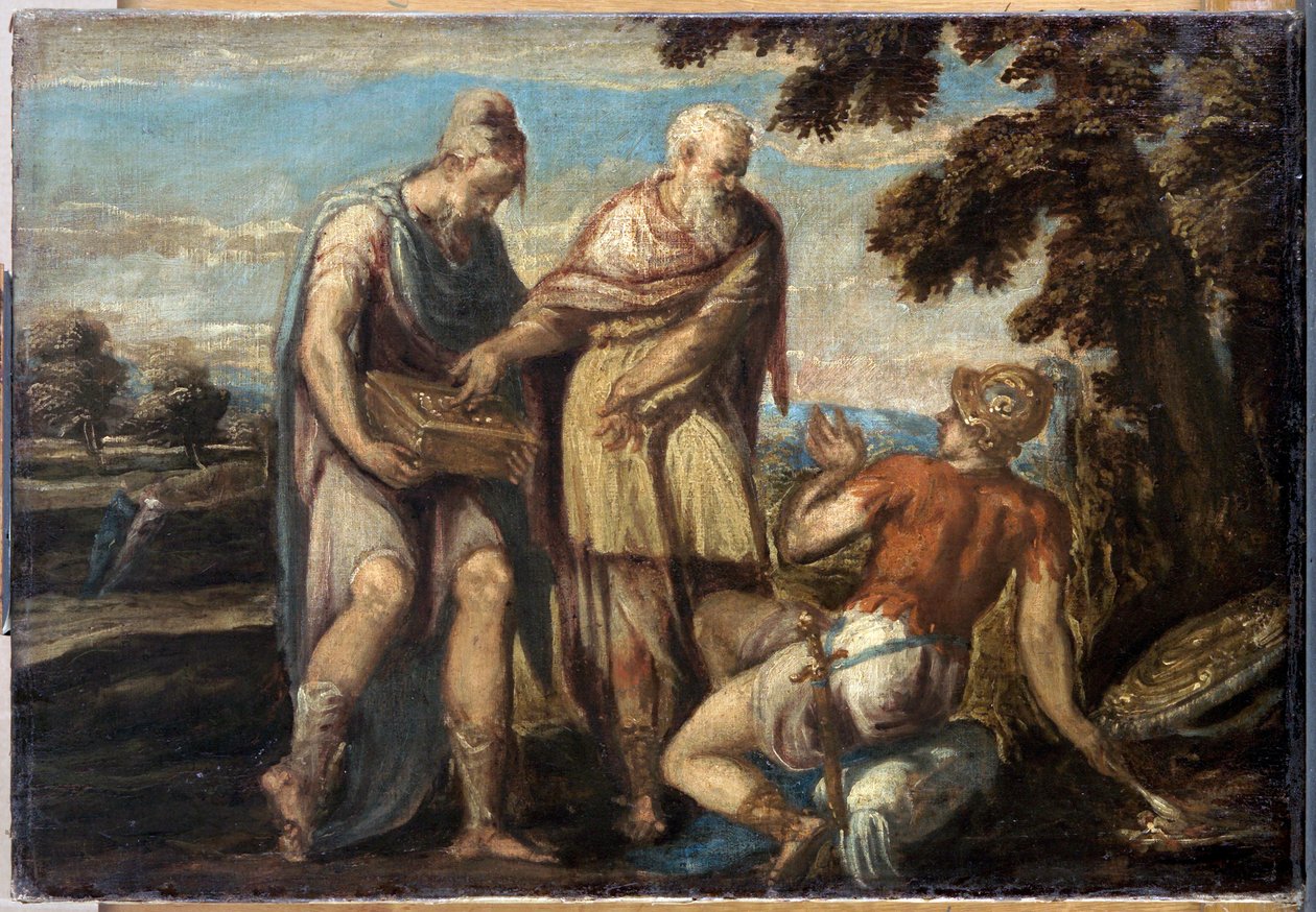 Manius Curius Dentatus (3eme siècle avant JC), Schiavone, Andrea (yaklaşık 1520-1582). Tuval üzerine yağlı boya, ebat : 58x84, c. 1560, Sanat Tarihi Müzesi, Viyana by Andrea Schiavone
