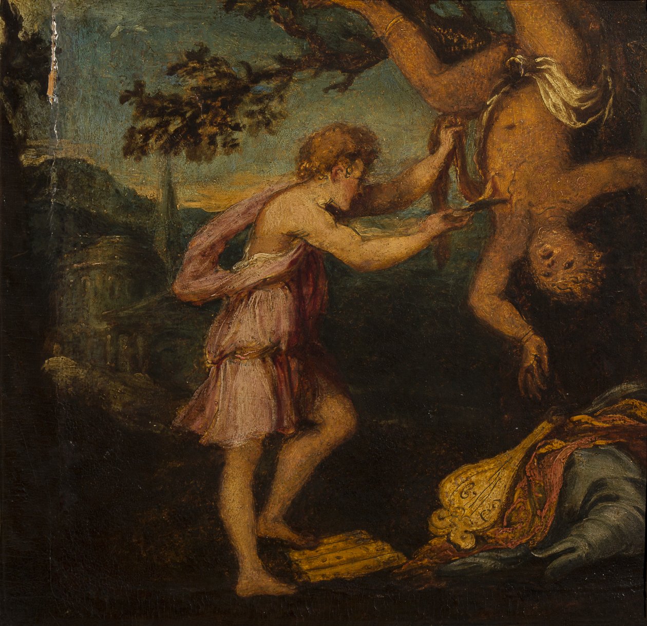 Marsyas'ın Derisi (ahşap panel üzerine yağlı boya) by Andrea Schiavone