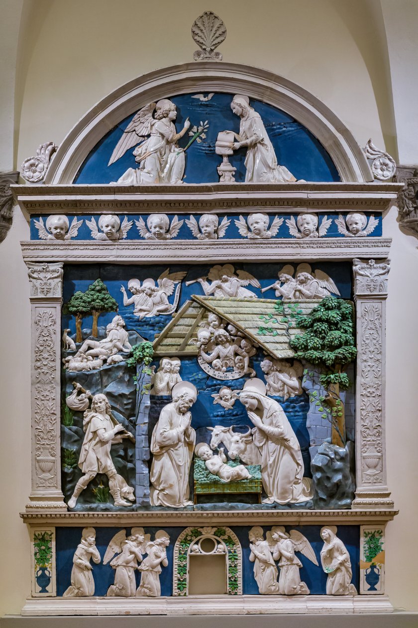 Doğuş, Çobanların Hayranlığı ve Müjde by Andrea (workshop of) Della Robbia