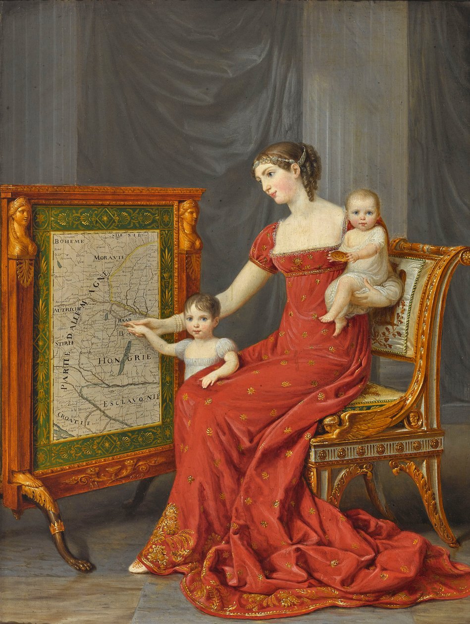 Bavyera Prensesi Augusta, çocukları Josephine ve Eugenie ile birlikte. by Andrea Appiani