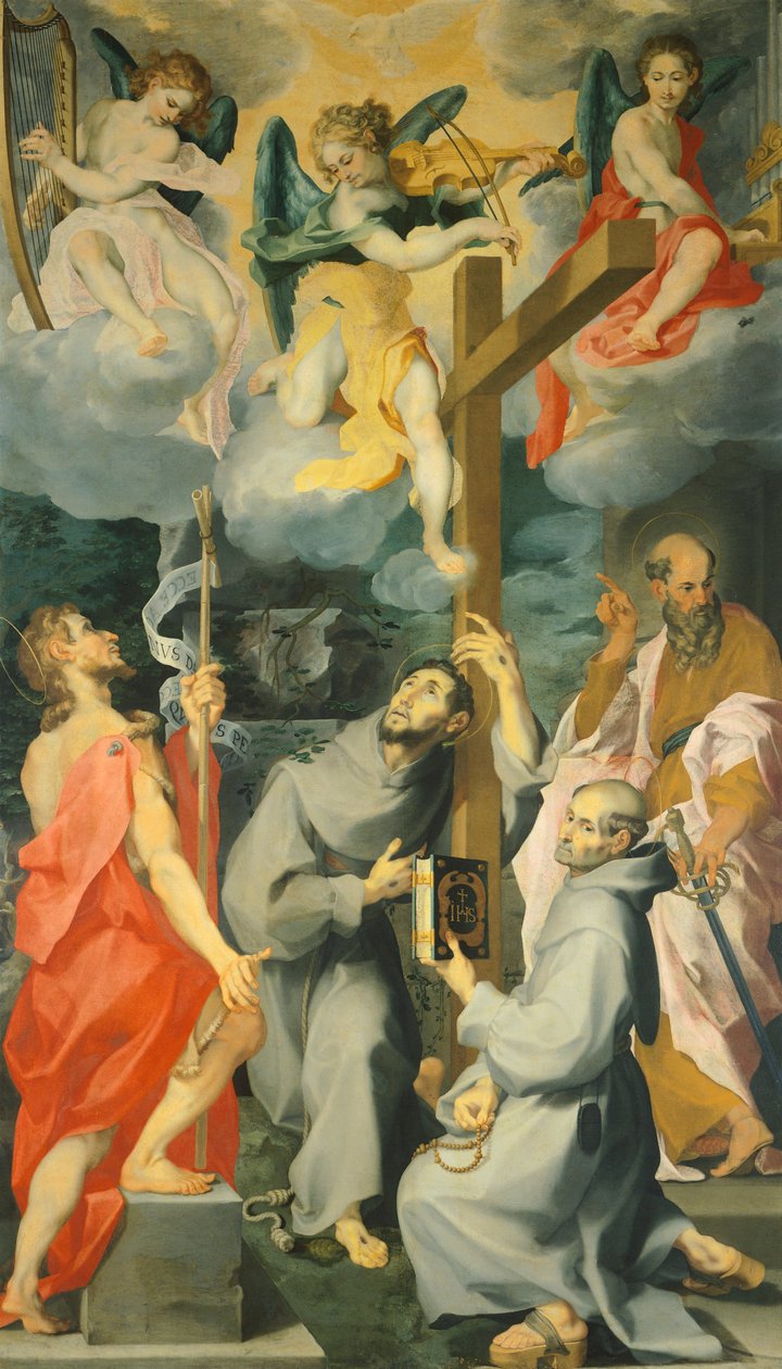 Andrea Lilio (1555-1610) tarafından, Aziz Baptist, Francis, Bernard ve Paul'u ecstasy içinde tasvir eden mihrap by Andrea Lilio