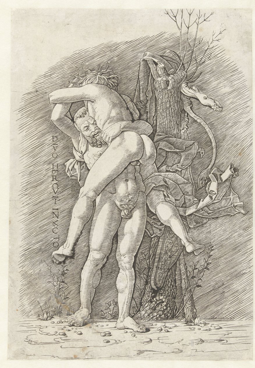 Herkül ve Antaeus Herkül yenilmez (nesne üzerindeki başlık) by Andrea Mantegna (school of)