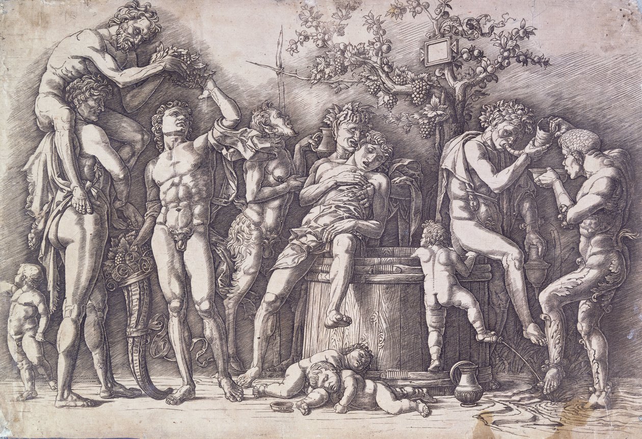 Şarap Presli Bir Bacchanal, c. 1475 by Andrea Mantegna