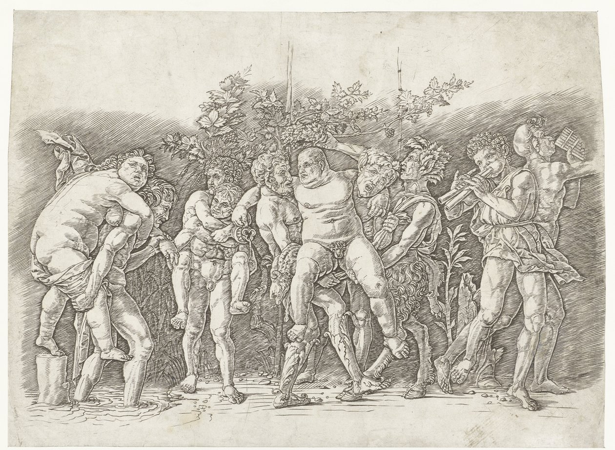 Bacchanaal Silenus ile tanıştı by Andrea Mantegna