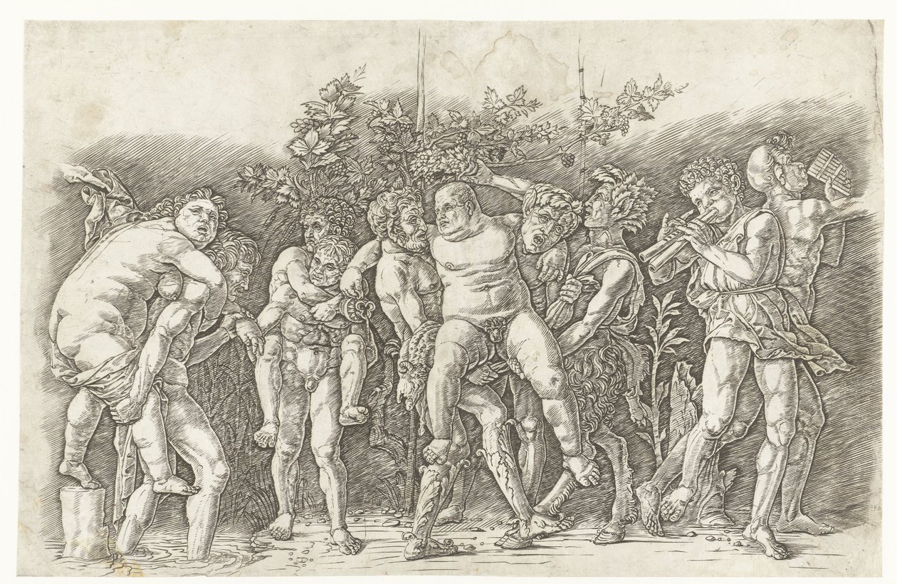 Bacchanaal Silenus ile tanıştı by Andrea Mantegna