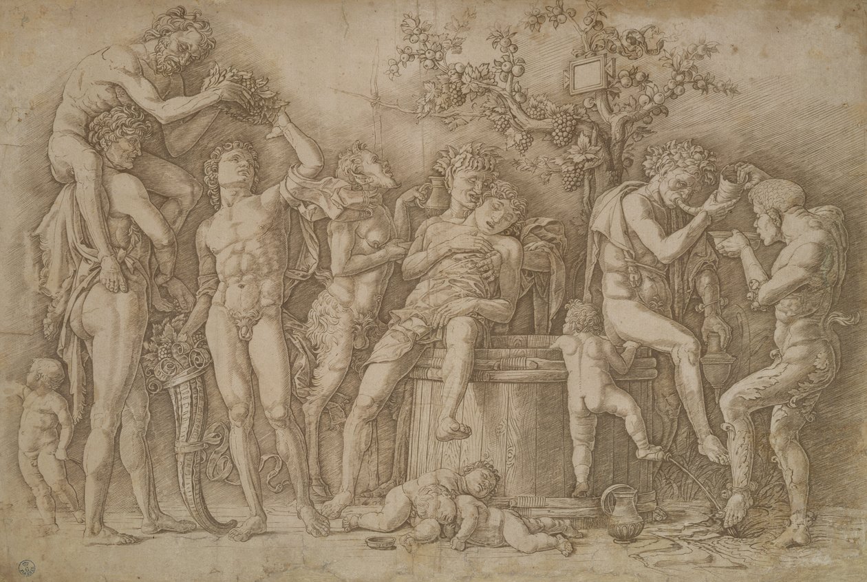 Şarap fıçısı ile Bacchanal, 1470-90 by Andrea Mantegna