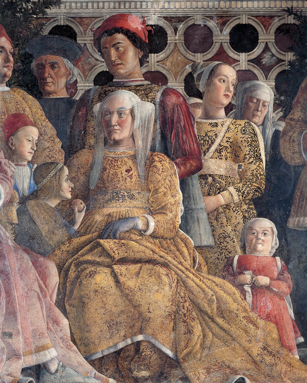 Brandenburglu Barbara kızı Paula ve Rodolfo Gonzaga ile birlikte, Avlu Duvarından detay, Andrea Mantegna (1431-1506), fresk, San Giorgio Kalesi, Düğün Odası veya Camera Picta, Mantua by Andrea Mantegna