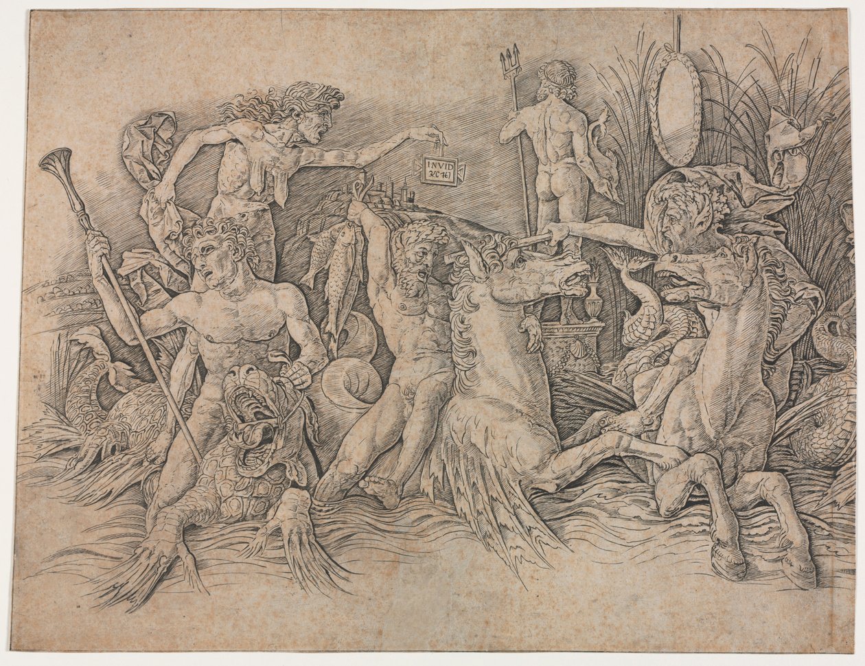 Deniz Tanrıları Savaşı - sol kısım. by Andrea Mantegna