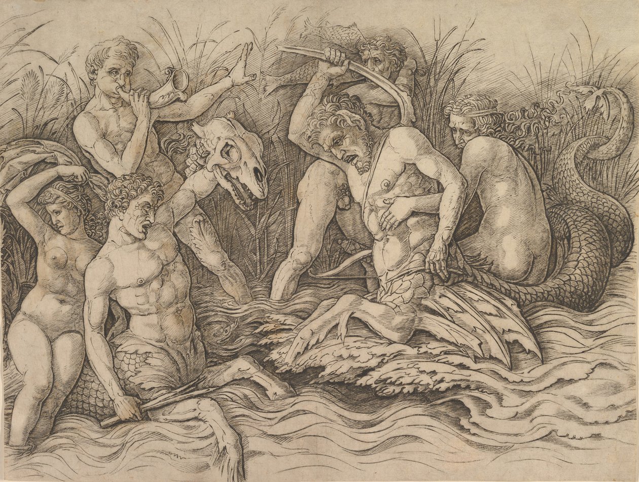 Deniz Tanrıları Savaşı Bir frizin sağ kısmı, yak. 1485-88. by Andrea Mantegna