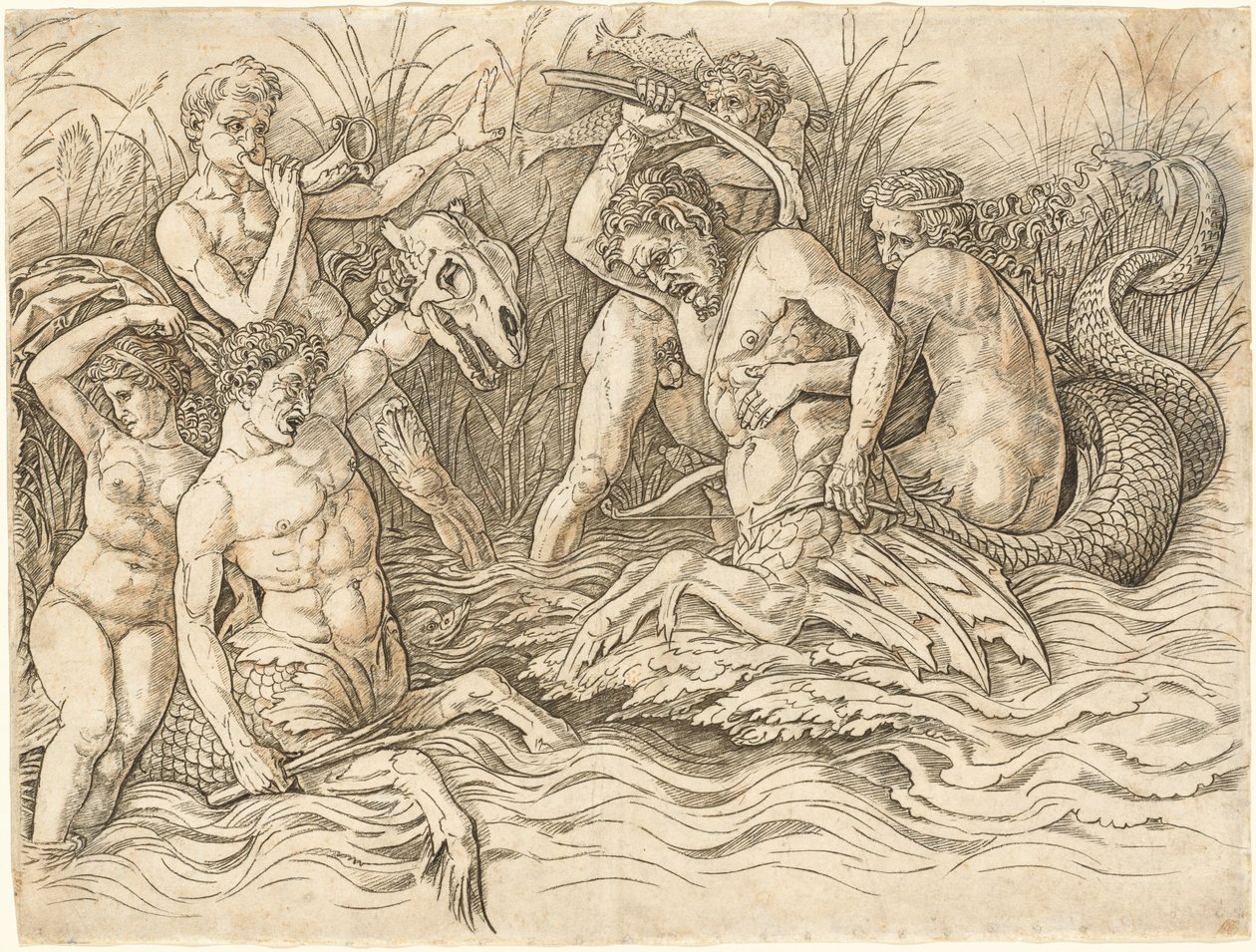 Deniz Tanrıları Savaşı [sağ yarı] by Andrea Mantegna