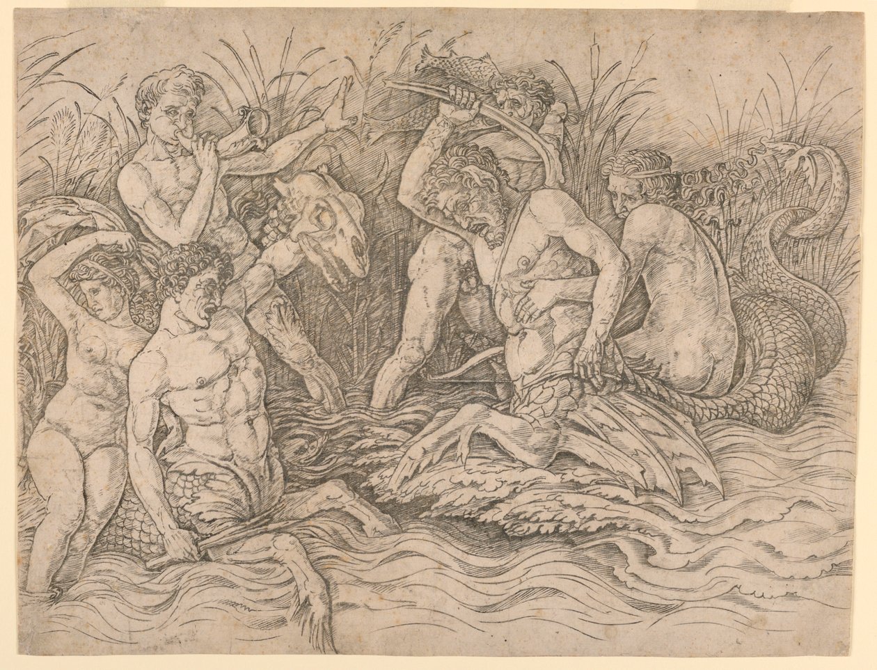 Deniz Tanrıları Savaşı, sağ yarı by Andrea Mantegna