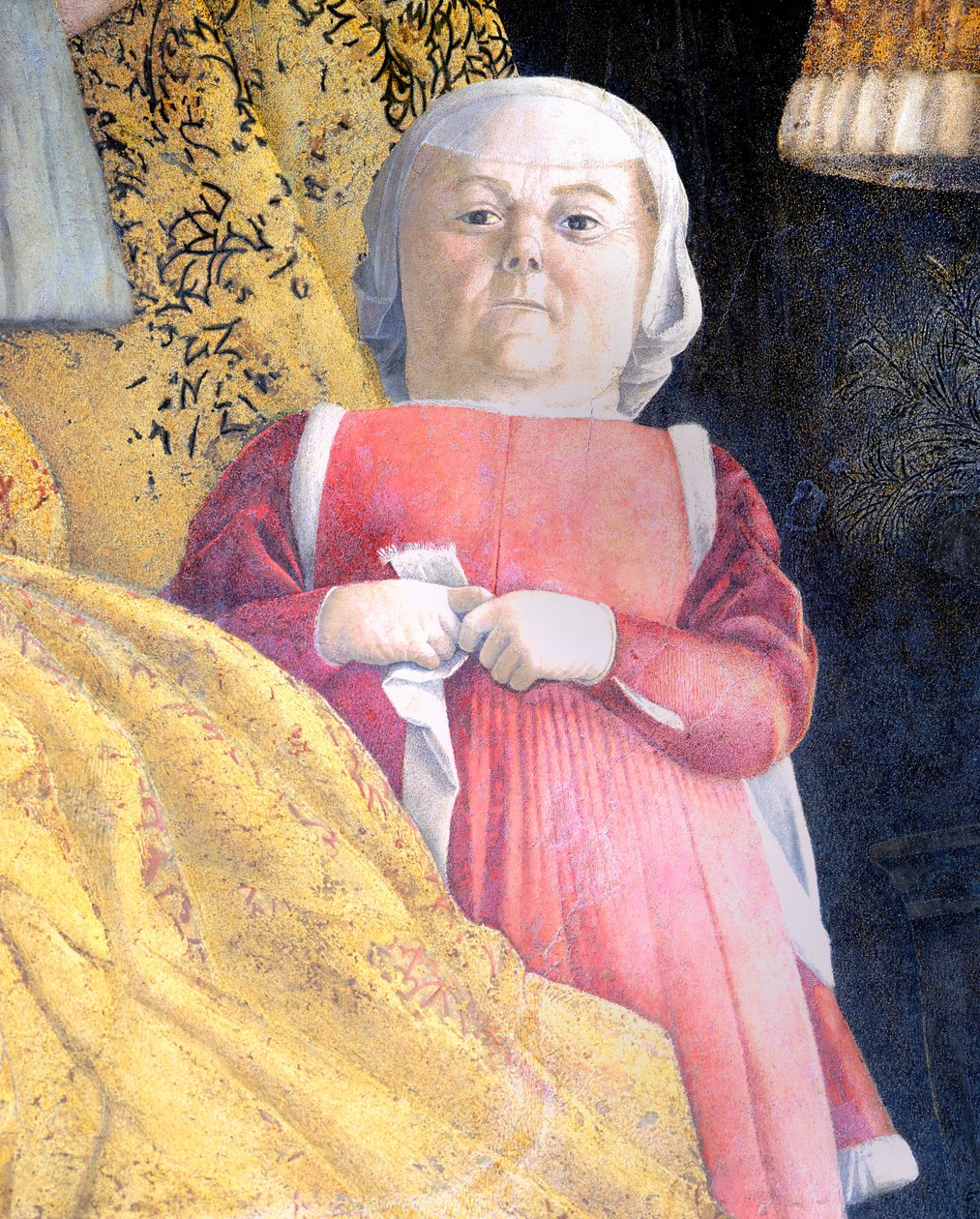 Mahkemenin cücesi, Avlu Duvarından detay by Andrea Mantegna