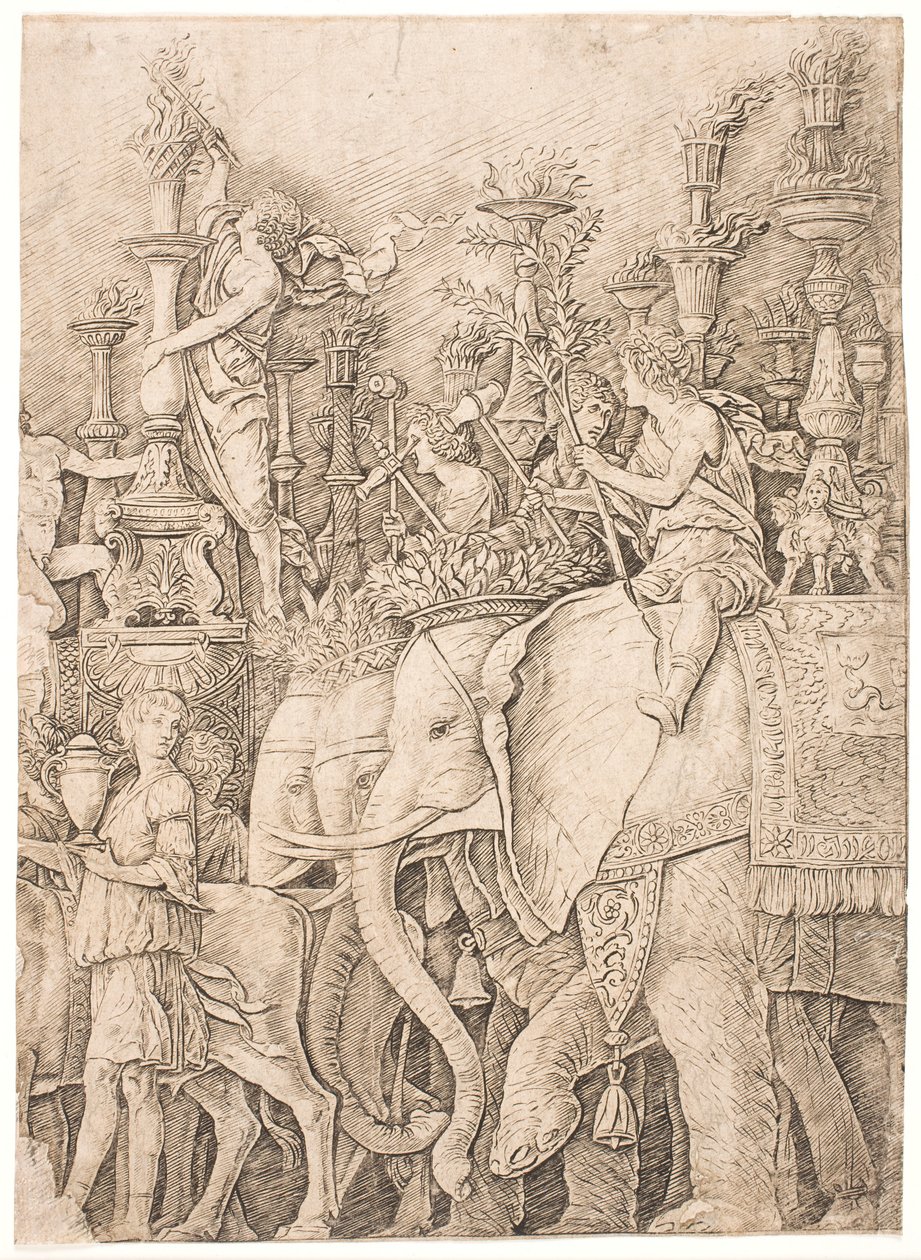 Meşale taşıyan filler by Andrea Mantegna