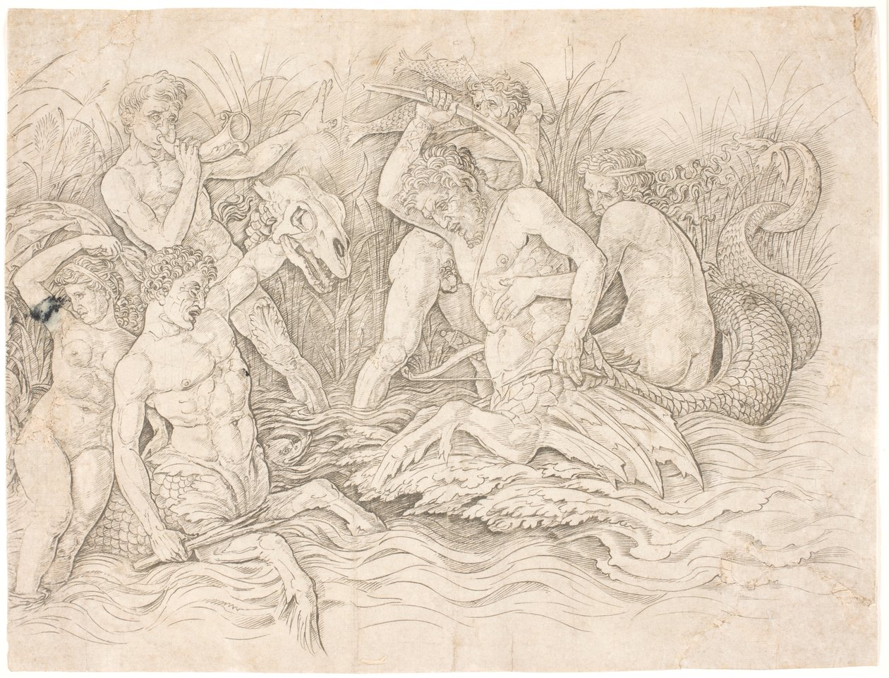 Deniz Tanrıları Savaşı, sağ yarı by Andrea Mantegna