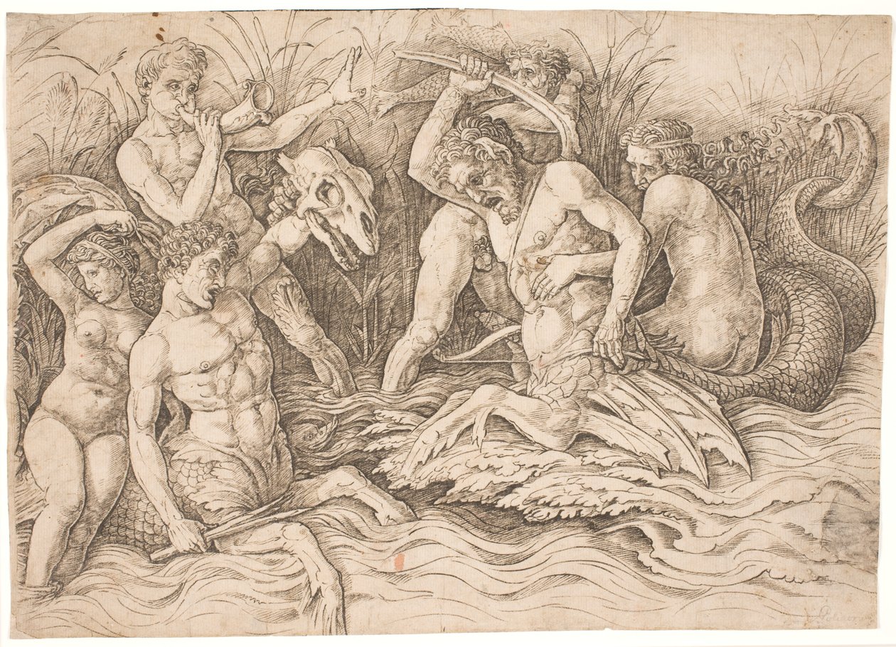 Deniz Tanrıları Savaşı, sağ yarı by Andrea Mantegna