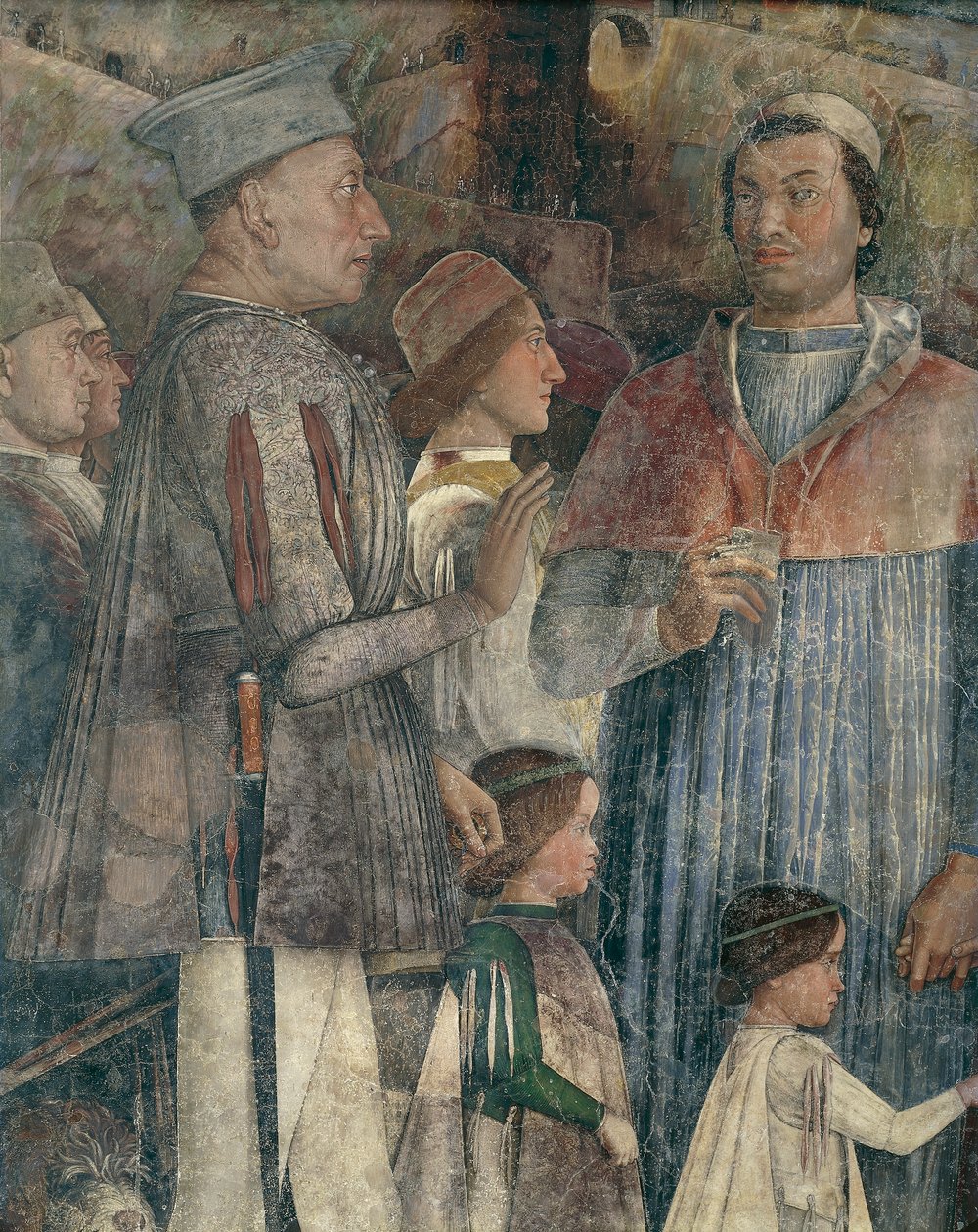 Louis II, Kardinal Francesco, Francesco II ve Sigismondo Gonzaga, Toplantı Duvarından detay by Andrea Mantegna