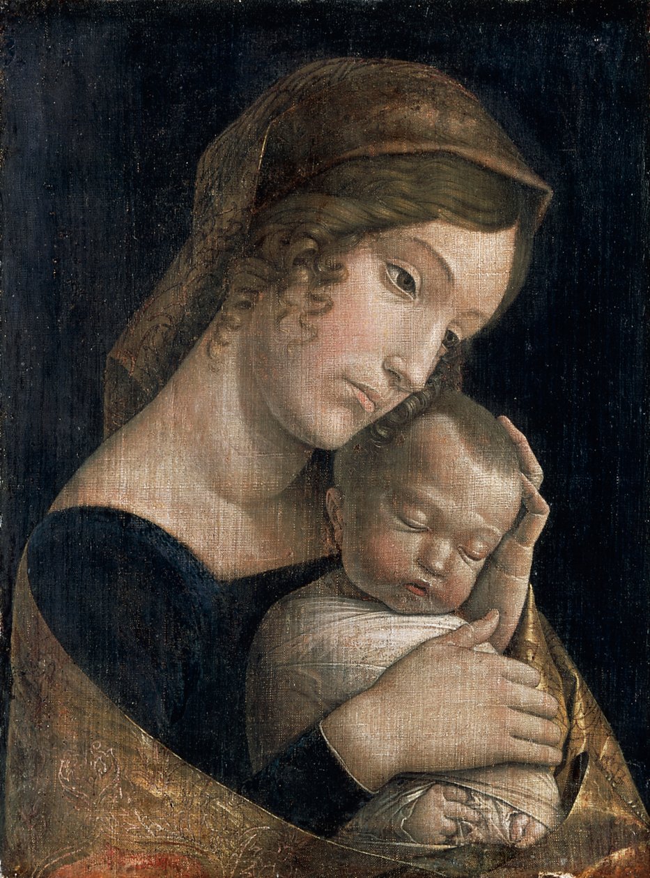 Madonna ve Uyuyan Çocuk, Andrea Mantegna (1431-1506), keten üzerine yapıştırıcı tempera, 43x32 cm by Andrea Mantegna