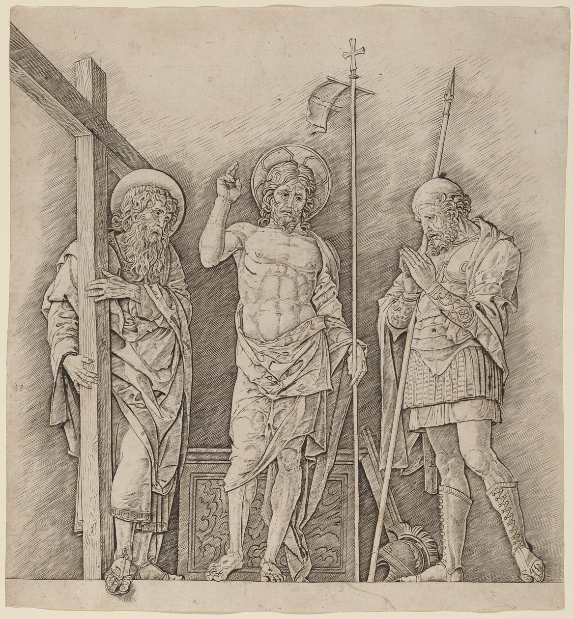 Aziz Andrew ve Longinus arasında Yükselen Mesih by Andrea Mantegna