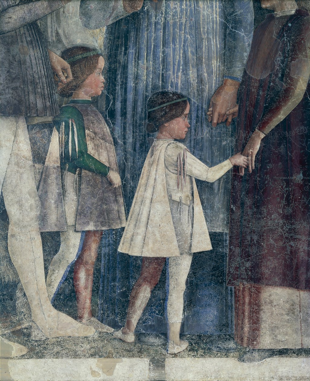Sigismund ve Francesco II Gonzaga, Andrea Mantegna (1431-1606), fresk, San Giorgio Kalesi, Düğün Odası veya Camera Picta, Mantua tarafından Toplantı Duvarından detay by Andrea Mantegna
