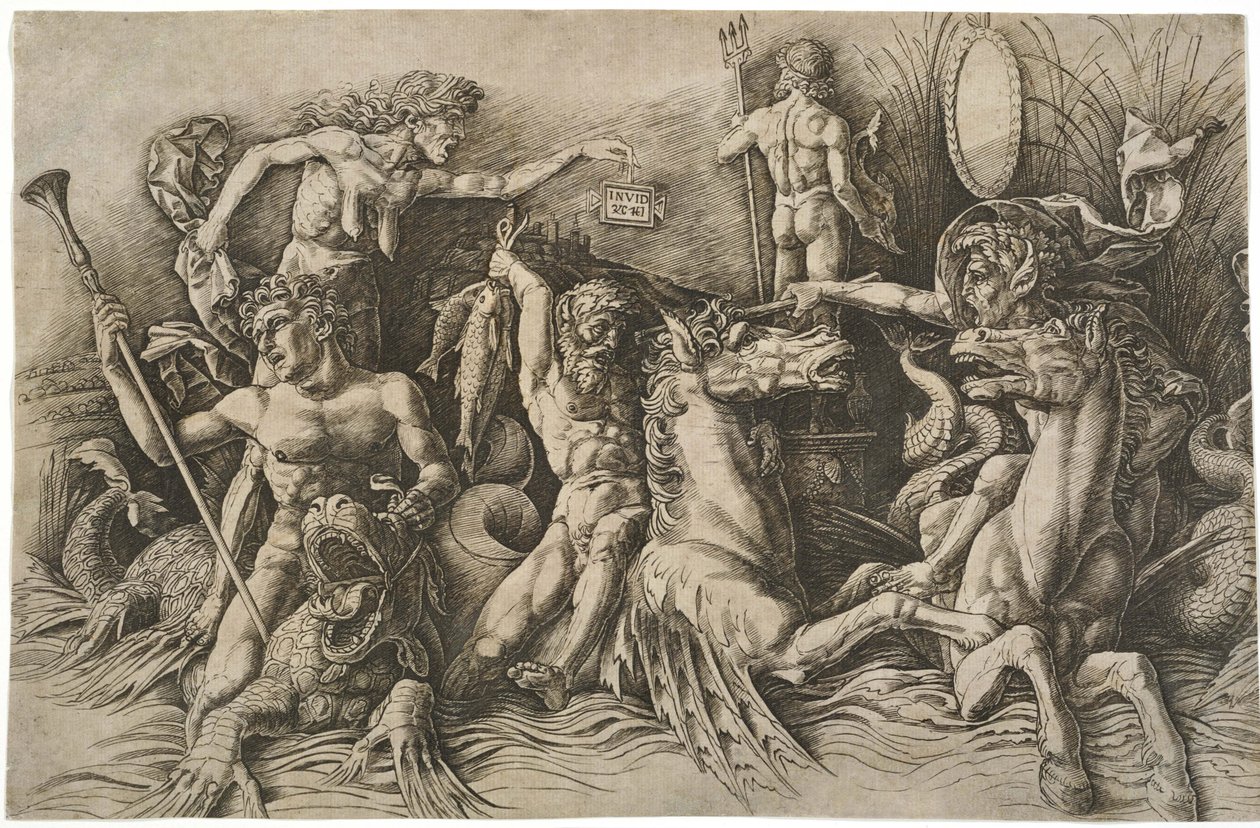 Deniz Tanrıları Savaşı, yaklaşık 1475 by Andrea Mantegna