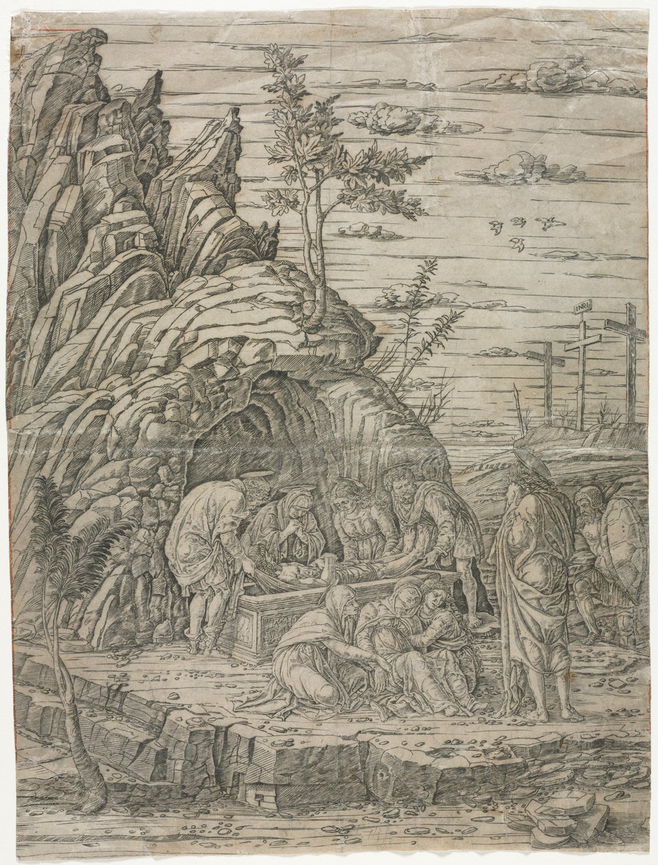 Dört Kuşla Gömme. by Andrea Mantegna