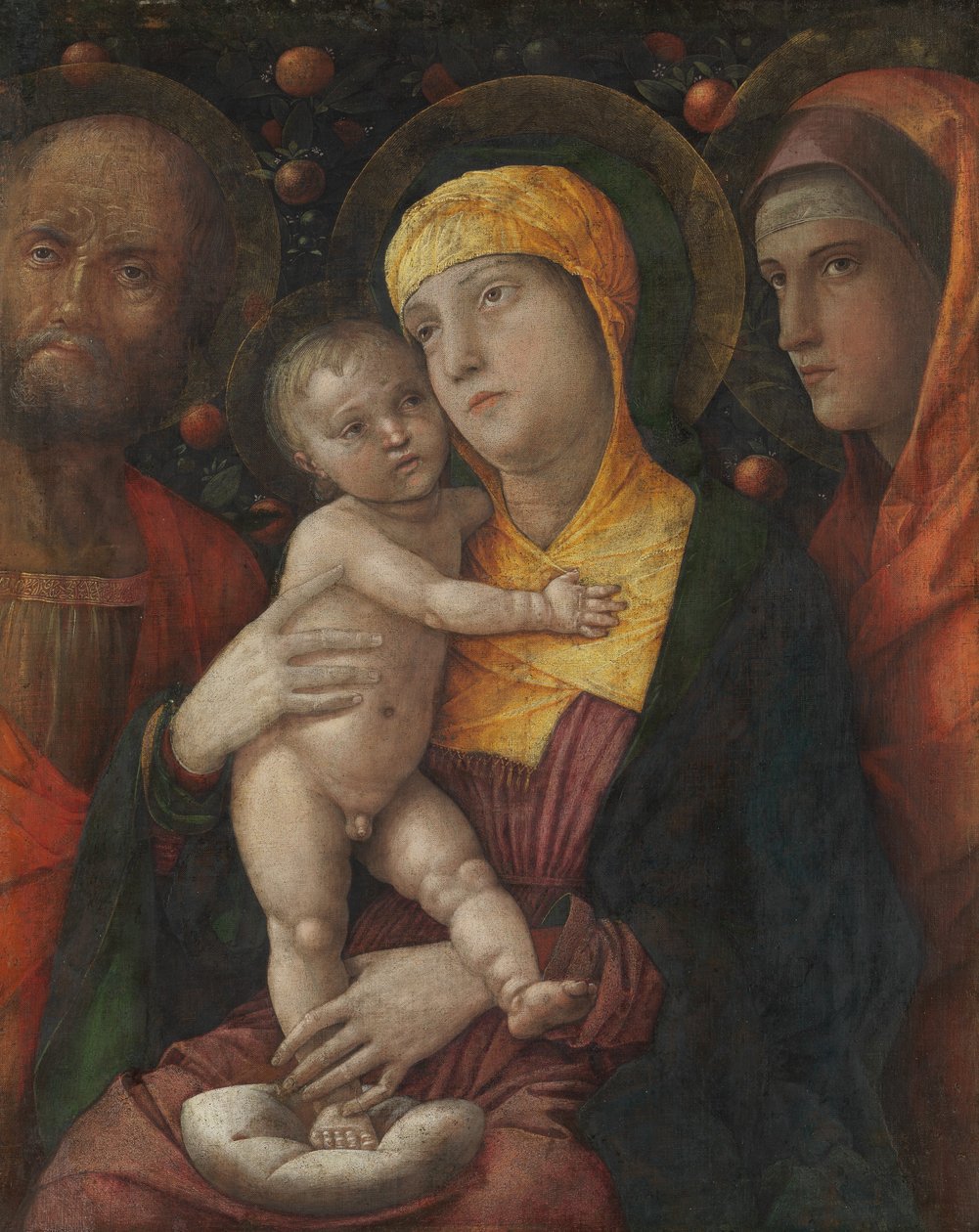 Saint Mary Magdalen ile Kutsal Aile, c.1495-1500 (tuval üzerine distemper) by Andrea Mantegna
