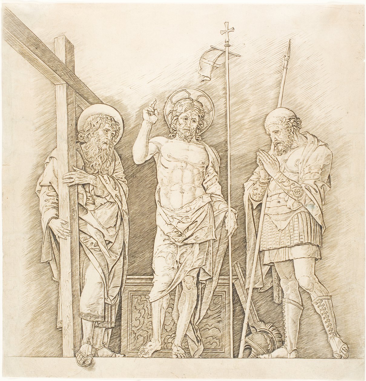 Aziz Andrew ve Longinus arasındaki Yükselen Mesih by Andrea Mantegna