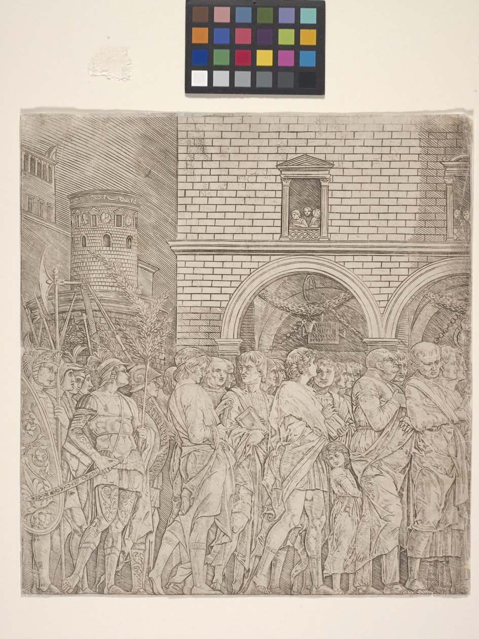 Senatörler - Jül Sezar'ın Zaferi (krem serilmiş kağıt üzerine gravür) by Andrea Mantegna