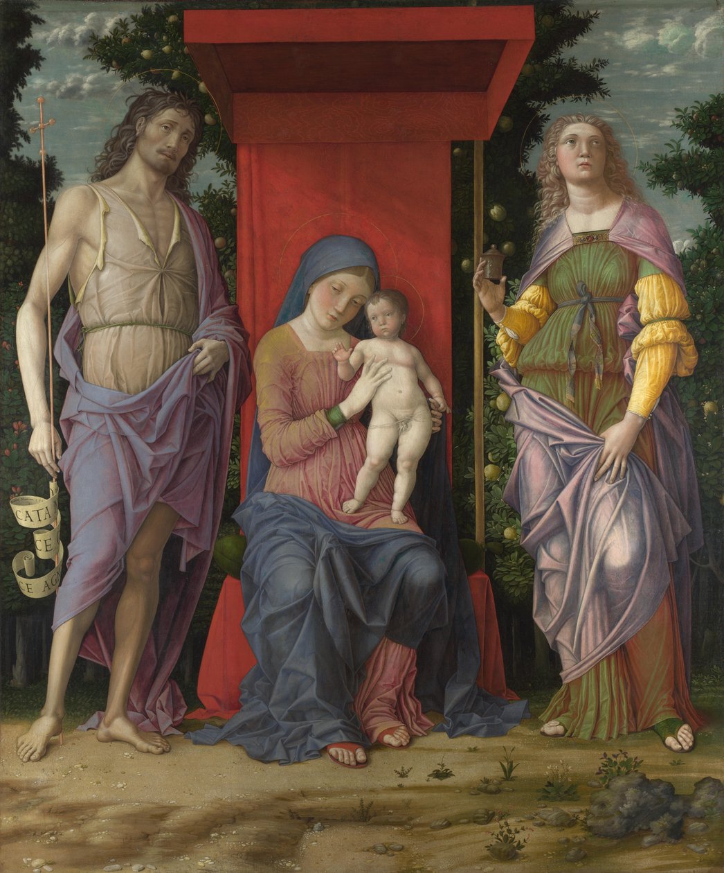 Magdalen ve Aziz Vaftizci Yahya ile Bakire ve Çocuk, c. 1495 by Andrea Mantegna