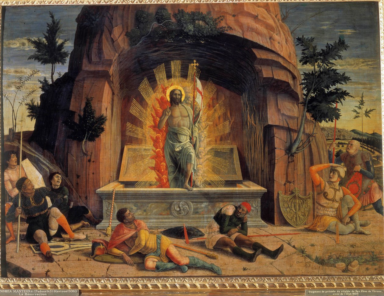 Andrea Mantegna (1431-1506) tarafından Verona'daki San Zeno kilisesinin mihrabının predelle'sinin diriliş parçası. 1457. Soluk 0.71 x 0.94 m. Güzel Sanatlar Müzesi Turları by Andrea Mantegna