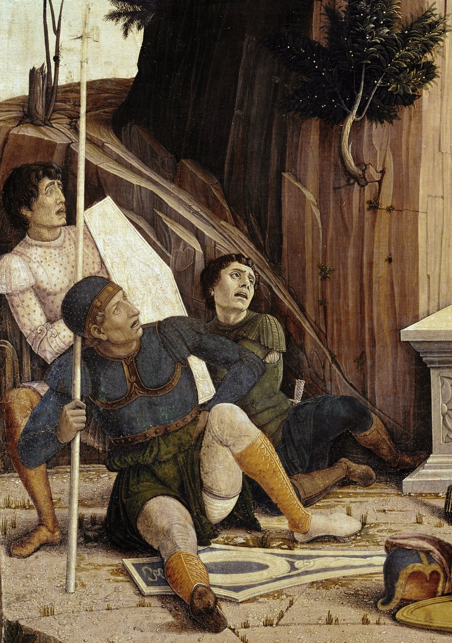 Diriliş, San Zeno sunağının predelle detayı (panelde tempera by Andrea Mantegna