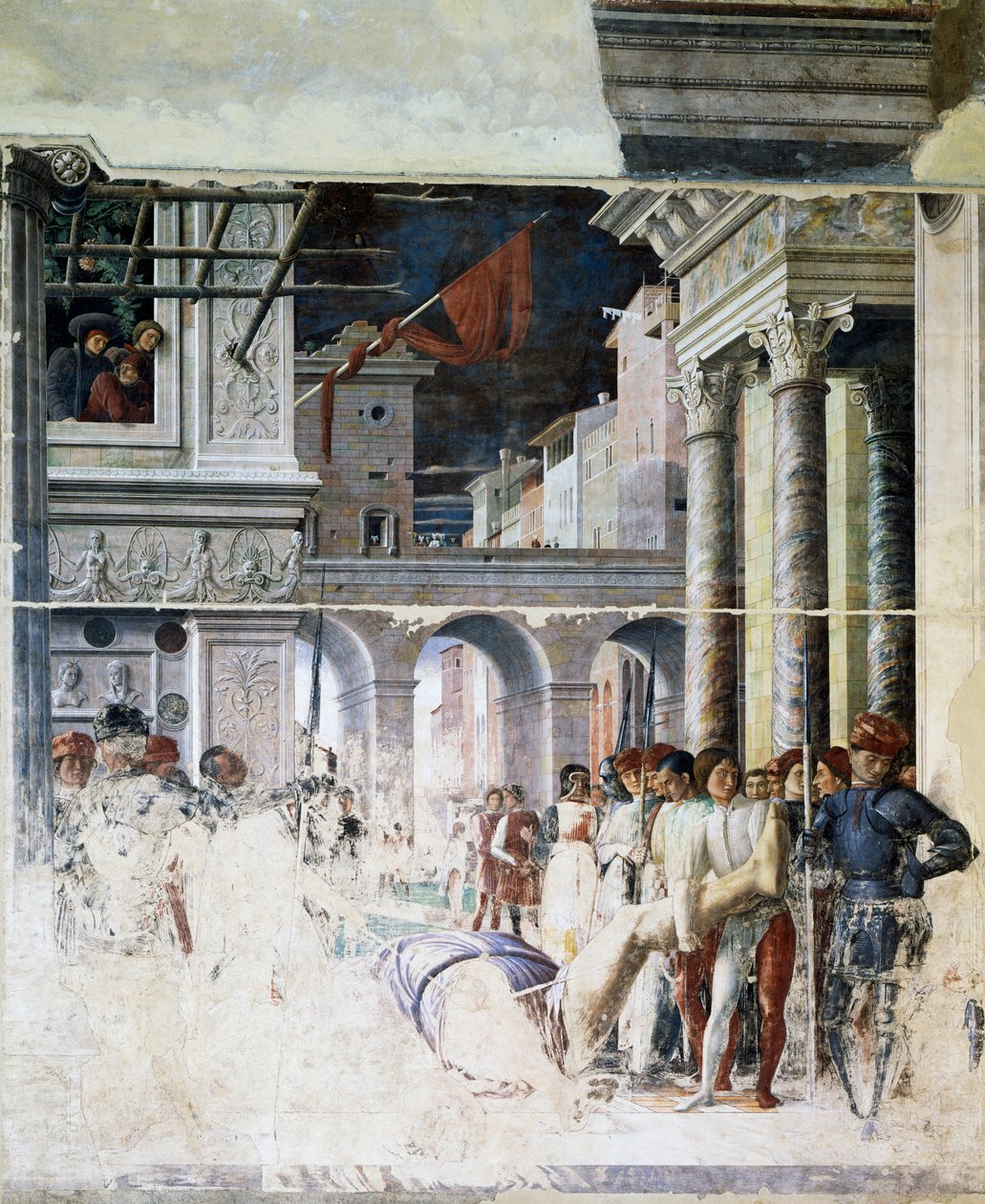 Aziz Christopher'ın başı kesilmiş cesedinin taşınması, Aziz Christopher Şehitliği'nden detay by Andrea Mantegna