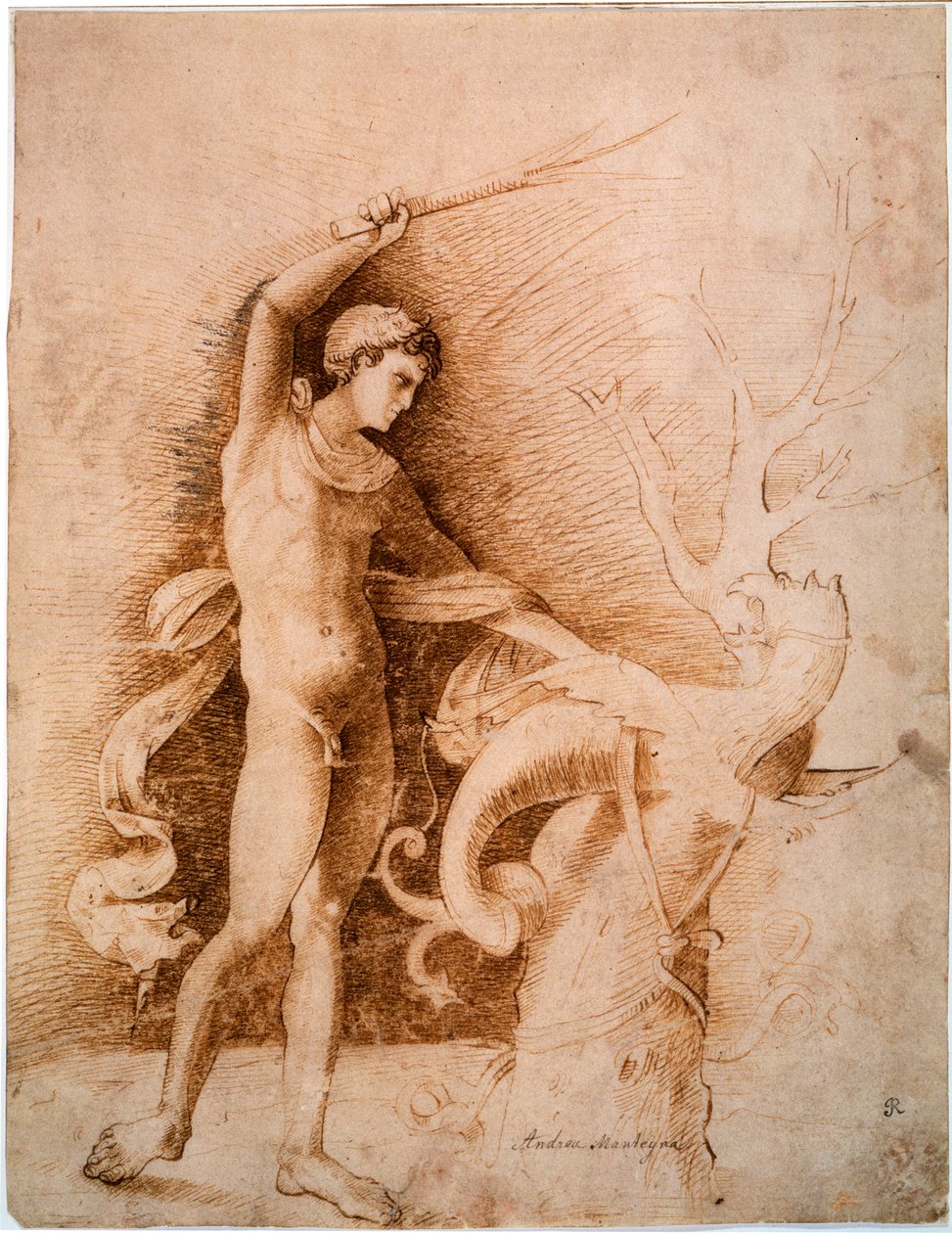 Ejderhayla Dövüşen Genç Adam, 15. Yüzyılın Sonları by Andrea Mantegna
